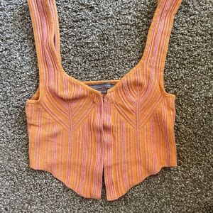Urban Outfitters Orange Ribbed Asymmetrical Crop Tank